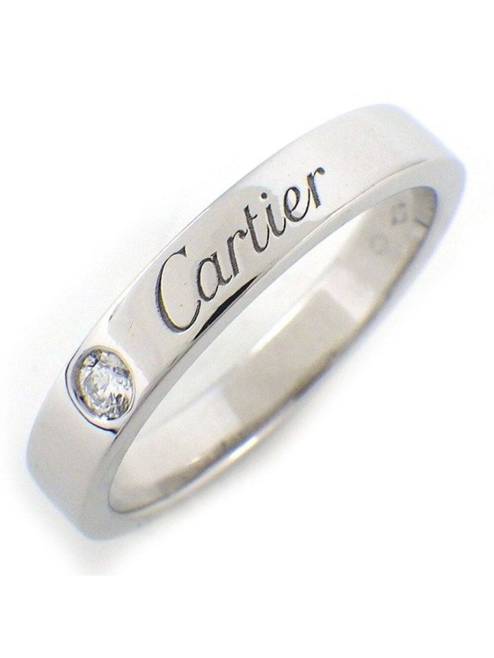 Cartier Ring C de Cartier Wedding Band Engraved Logo Point Diamond